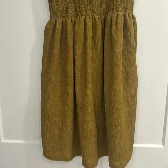NWT Madewell Texture & Thread Sz M Smocked Sleeveless Dress Spiced‎ Olive Mini - Picture 10 of 14